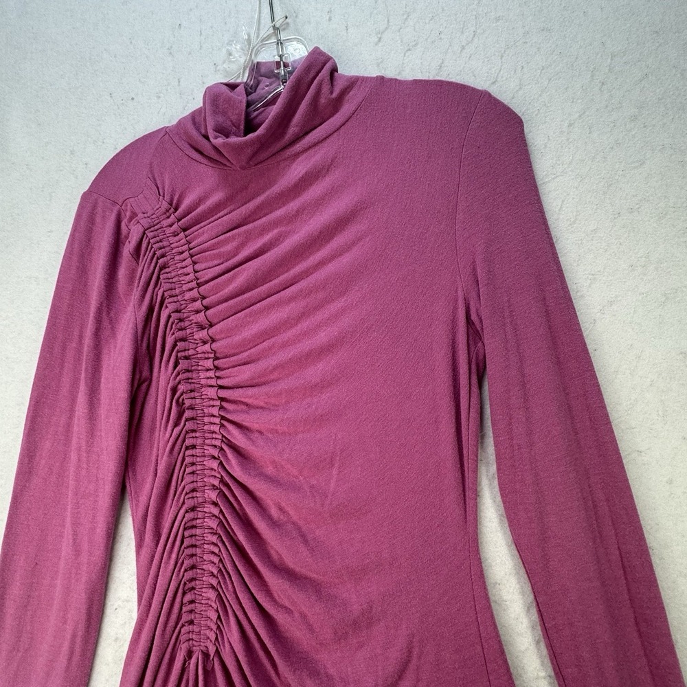 Anthropologie‎ Daily Practice Ruched Cowl Neck Cozy Midi Dress Pink sz M - Picture 11 of 13